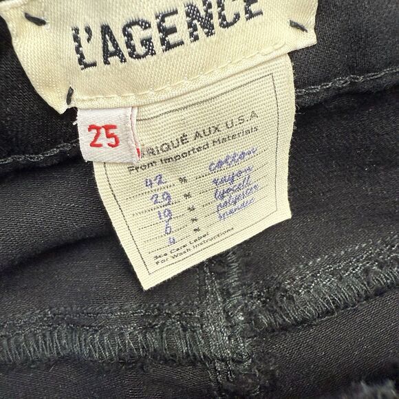 L'Agence Margot High Rise Skinny Jeans Black Rhinestone Tuxedo Side Stripe 25 - Picture 8 of 13